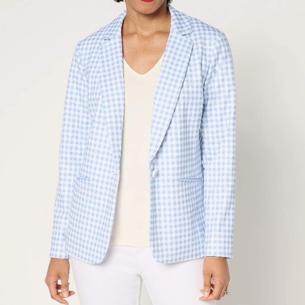 Tailored by Susan Graver Regular Printed Ponte Blazer Size Medium NWOT - Picture 1 of 9